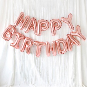 은박풍선 커튼세트 (HAPPY BIRTHDAY) 로즈골드